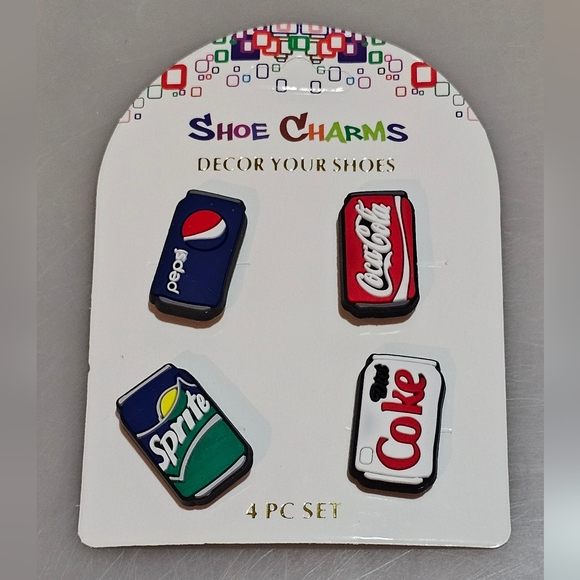 Soda Cans Croc Charms Set Of 4 NWT - Picture 2 of 2